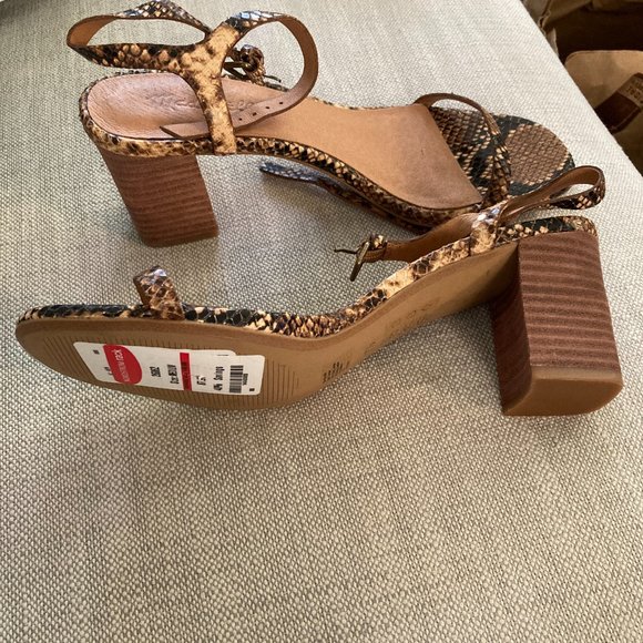 Madewell The Hollie Ankle-Strap Sandal in Snake Embossed Brown Leather Size 7.5 - Picture 3 of 4